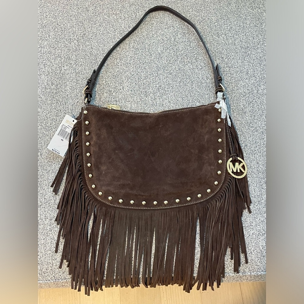 Michael Kors Brown Suede Fringe Hobo Bag - New With tags